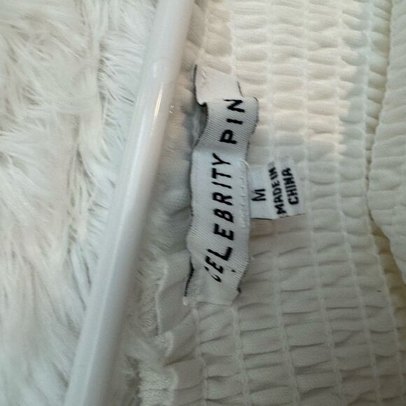 Celebrity Pink Long Sleeve Smocked Peasant Top Size M - Picture 4 of 8